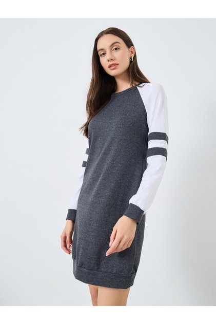 Color Block Reglan Sleeve Mini Dress