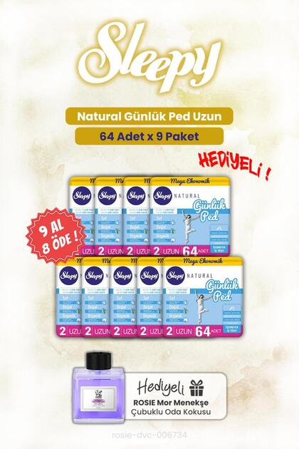 Buy 9 Pay for 8 Natural Daily Pad Long 64-Pack and Rosie Room Fragrance