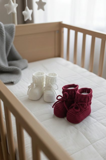 2 Pairs of Hand-Knitted Baby Booties | |   0-1 Year Old Booties