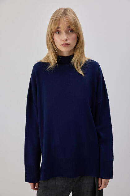 VERTICAL COLLAR BASIC KNITWEAR SWEATER