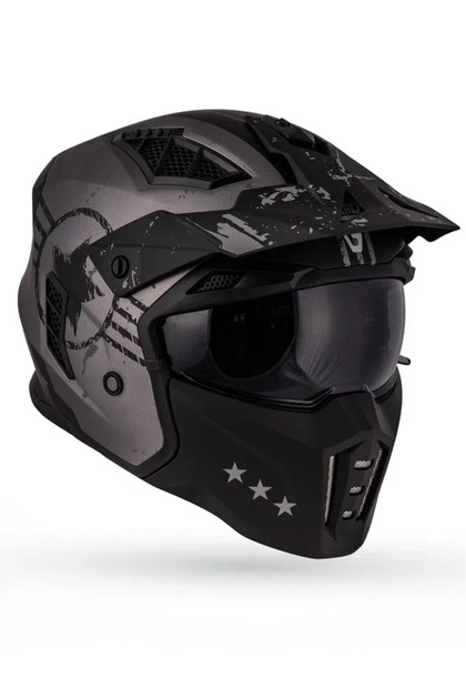 Helix Colonel Mat Siyah-Antrasit Modüler Kask