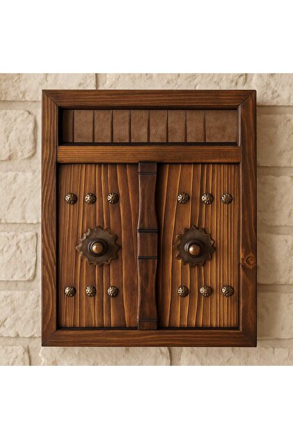 Wooden Ottoman Key Rack with Door Figure, Panel Key Holder, Wall Hanging Key Rack