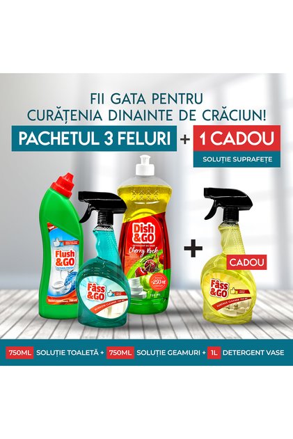 Pachet Curatenie - Solutie Toaleta + Detergent Vase + Solutie MultiSuprafete