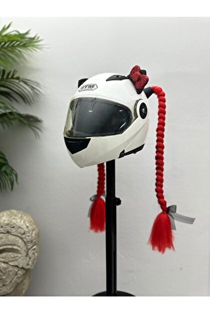 Butik Motor & Motosiklet Kırmızı Şeytan Boynuzlu Çift Örgülü Saç