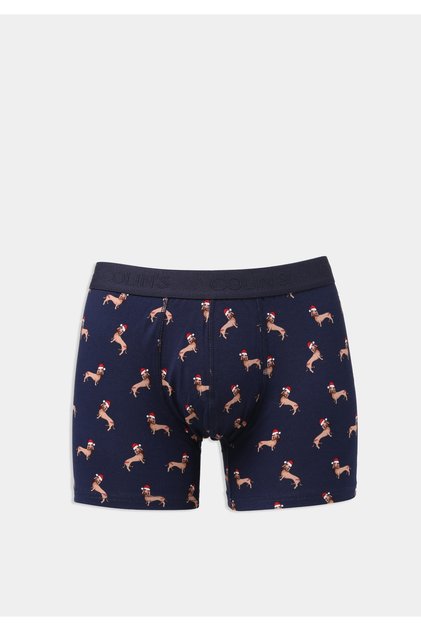 Modern Fit Printed Men's Black Boxers