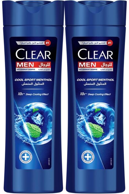 Men Anti-Dandruff Shampoo Cool Sport Menthol, 2×350 ml