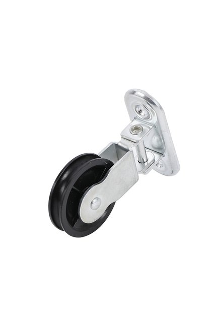 Hinged Pulley Wheel 50mm Black - Wall Mount Grooved Wheel for Lifting & DIY