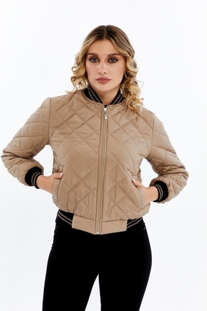 Kapitone Bomber Crop Kadın Ceket