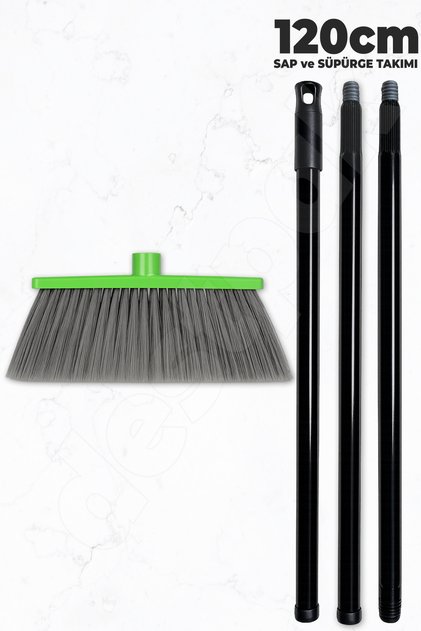 Household Broom with Handle - Extra Quality - 120cm Handle - Detachable Handle - Long Bristle - Outdoor Broom