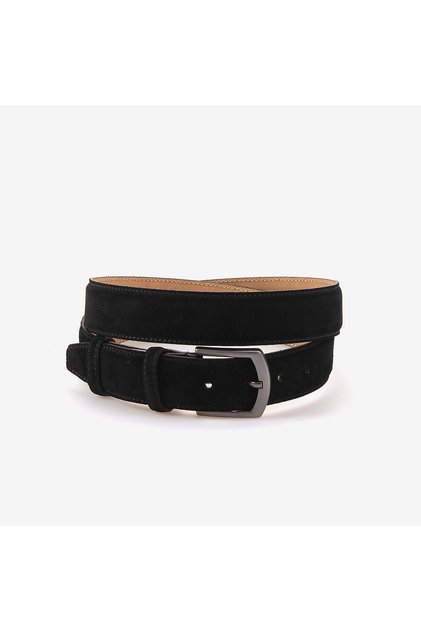 Men's 115cm Black Suede Genuine Leather Belt 001-1001-Dd