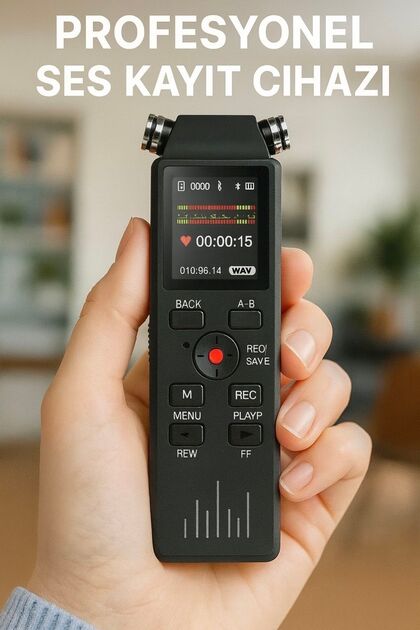 32 GB Premium Yeni Model Led Ekranlı Çift Mikrofonlu Profesyonel Ses Kayıt Cihazı TÜRKÇE MENÜLÜ