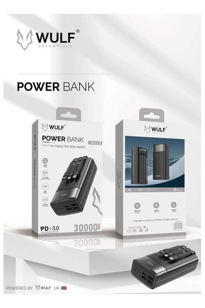 W027 30000mAh 3-in-1 Fast Charging Power Bank