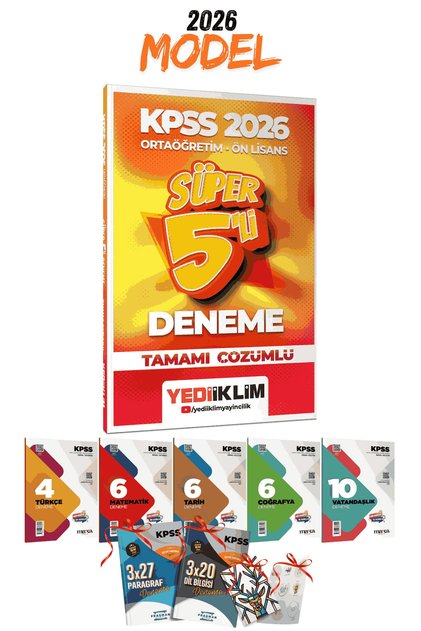 Yediiklim Yayınları 2026 KPSS GYGK Ortaöğretim Önlisans Süper 5