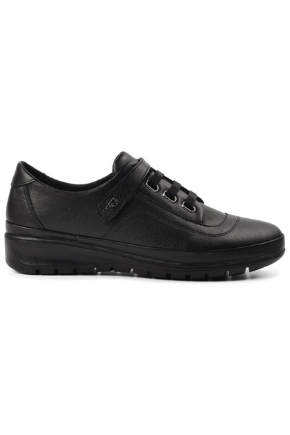 7666 Kadın Siyah Deri (36-41) Comfort Ayakkabı