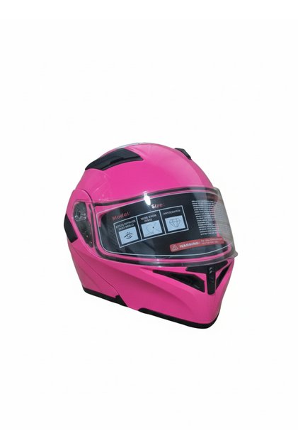 JK902 Pembe Çene Açılır Güneş Vizörlü Lüks Kask