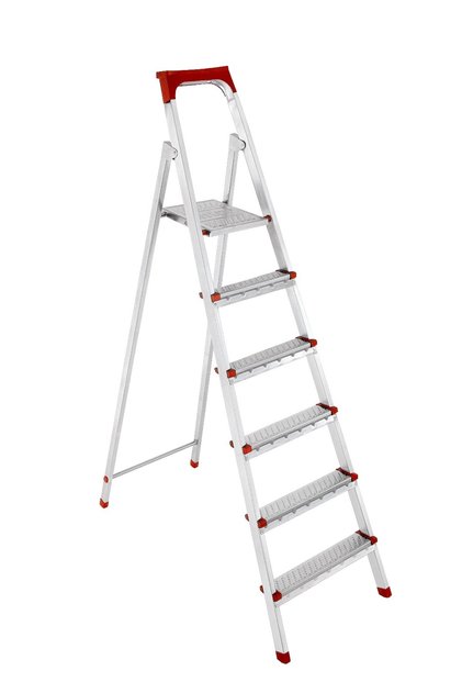 5+1 Basamaklı Tek Çıkışlı Katlanır Ev Tipi Merdiven | Galvaniz Profil, Kaymaz Basamak, 150 Kg Taşıma Kapasiteli