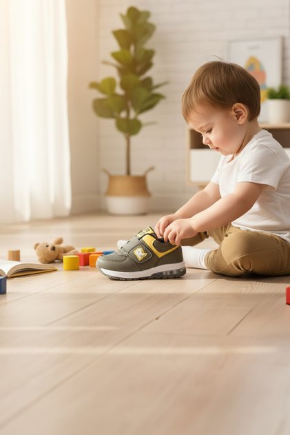 BEBEK SEPETİ Memory Foam Hafızalı Hafif Günlük Işıklı İlkadım Erkek Çocuk Sneaker Spor Ayakkabı
