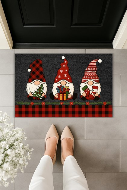 Modern Dijital Baskı Yeni Yıl, Yılbaşı, Happy New Year, Mutlu Yıllar Kapı Önü Paspası