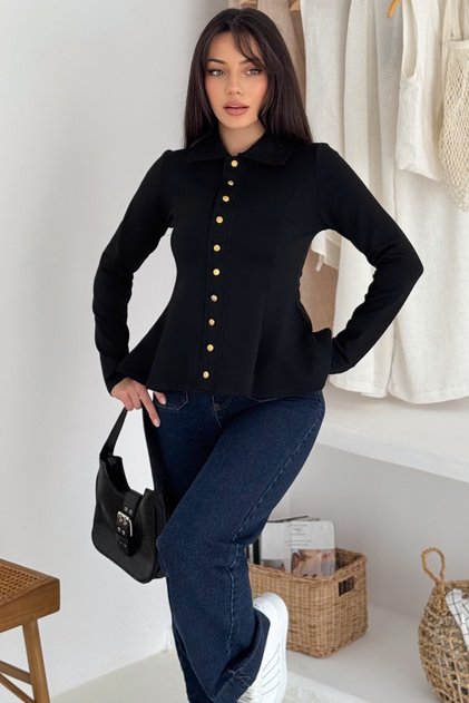 Women's Flounce Buttoned Blouse – Noir Grace