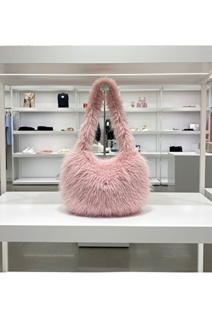 NWC-052 Peluş Püsküllü Pembe Çanta