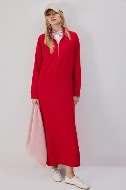 Flat Cut Dress with Zipper