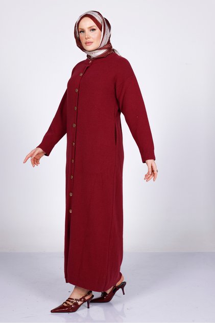 44073 - Stylish Comfortable Buttoned Soft Women's Extra Long Knit Jacket