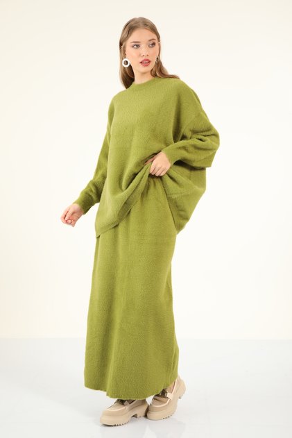 40803 - Stylish Comfortable Soft Textured Knit Skirt Sweater Women's Set