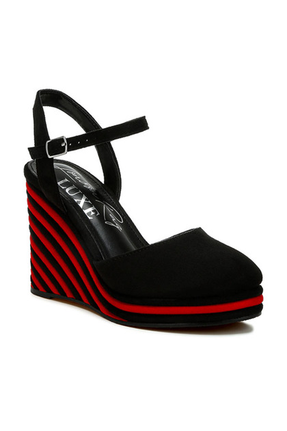 Women Dual Tone Wedge Sandals in Black