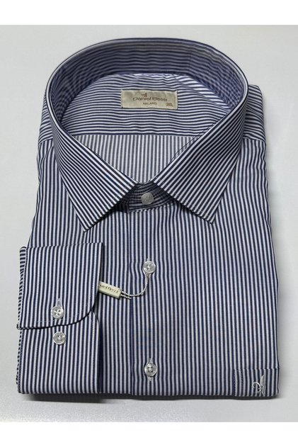 Uzun Kollu Regular Fit Battal Beden Cepli Çizgili Klasik Erkek Gömlek GML-490