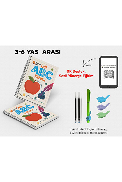 akademik zeka İzli Abc Kitabı oluklu ( 1 adet sihirli uçan kalem
