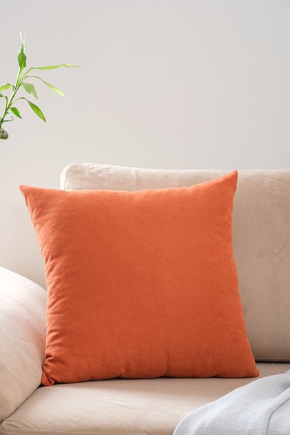Cozy Suede Textured Plain Punch (Panç) Decorative Throw Pillow Cover with Optional Sizes - Tile