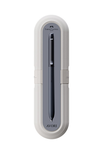 Avori Graphite Gray Barrel Ballpoint Pen, Durable Metal Clip, High Capacity Blue Ink