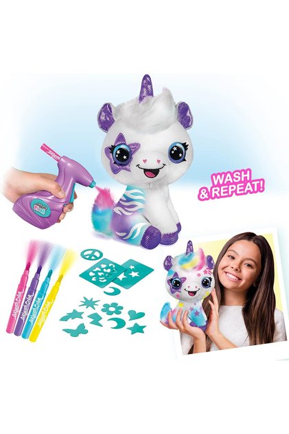 Sevimli Unicorn At Eğitici Öğretici Aksesuarlı Airbrush Plush Atını Tasarla Kız Çocuk