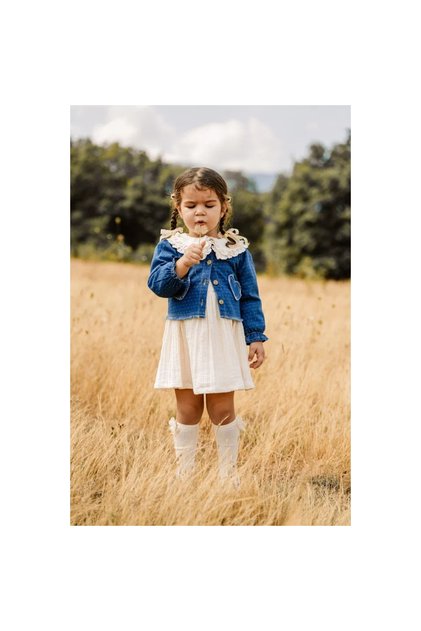 Girl's Muslin Dress with Denim Jacket