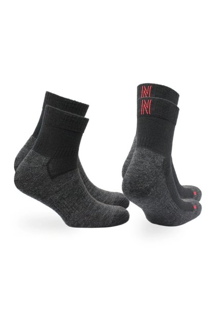 Leonardo Qtr Merino Wool Cushioned Cycling/Hiking Socks 2 Pack Black
