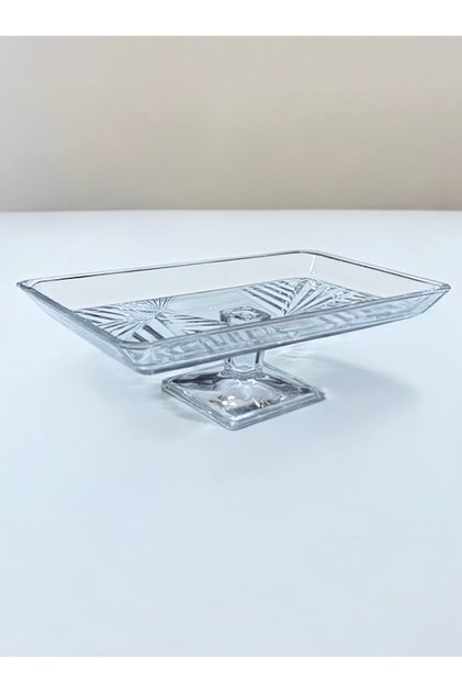 Standing Presentation Plate Glass Stylish Elegant Cake Pastry Serving Presentation Rectangular Glass Plate