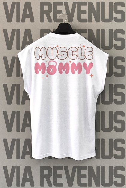 Muscle Mommy Back Printed Zero Sleeve 100% Cotton Sports Tshirt