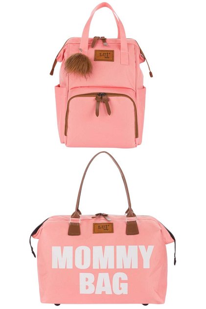 Anne Bebek Bakım Sırt Çantası Askı Aparatlı Ve Mommy Bag Omuz Çantası Anahtarlık Hediyeli 2'li Set