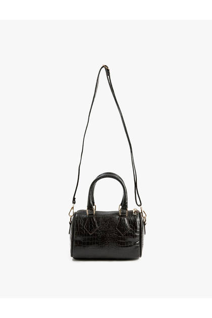 Crocodile Skin Look Zippered Strap Handle Tote Bag - X Sima Tarkan