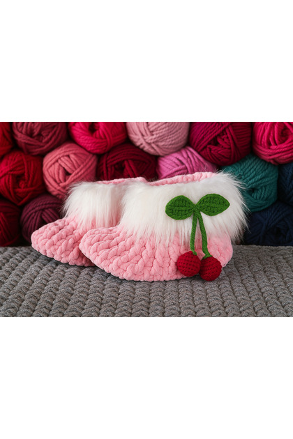 ✨ Pelüş Çilek Detaylı Ev Botu – Bebek & Çocuk ✨