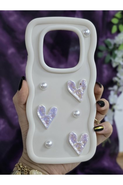 Xiaomi Redmi Note 14 Pro 4g Compatible Shiny Heart & Pearl Detailed Soft Stylish Phone Case
