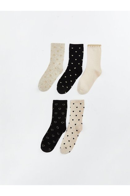 Heart-Patterned Ankle Socks for Women 5 Pack
