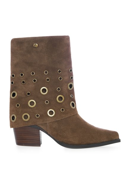 Ciocate TOP3 Taupe Piele Naturală Intoarsă Accesorii Metalice