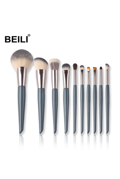 Set de 10 pensule de machiaj vegane gri