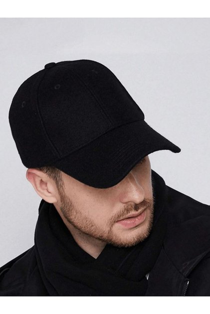 Winter Thick Cashmere Men's Hat Black Cashmere Cap