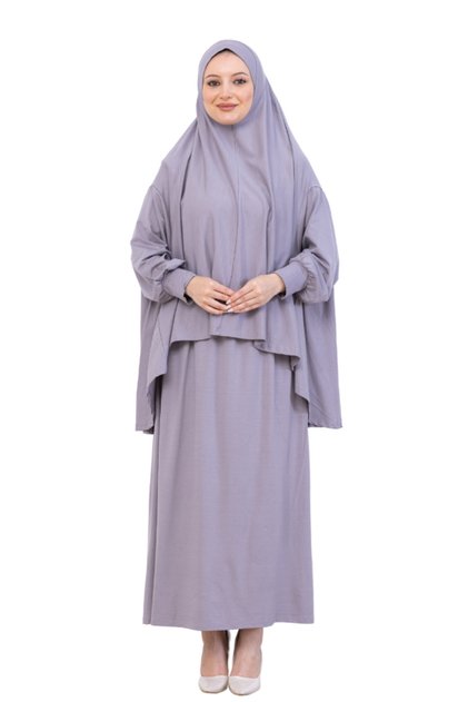 Two Piece Prayer Dress – Long Cotton Hijab Clothing Abaya & Headscarf Set