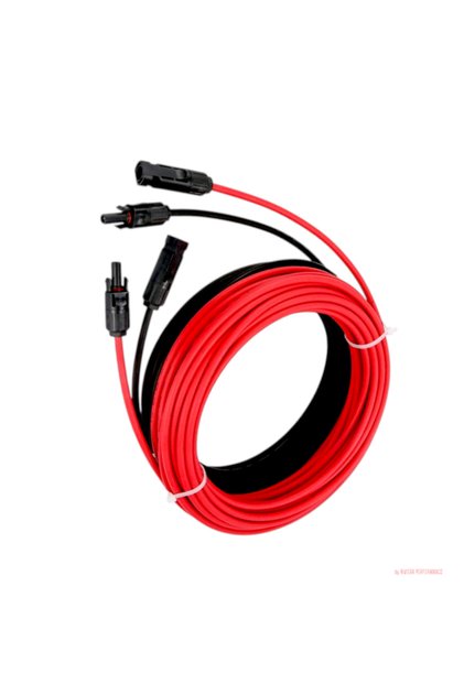 Cablu solar fotovoltaic, sectiune 4mm2, cu conector MC4, lungime 2x2m, rosu, negru, clasa IP67