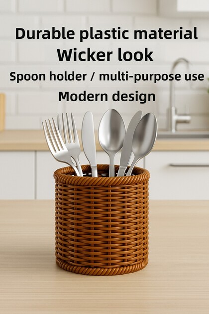 Wicker Rattan Round Spoon Rest Cream
