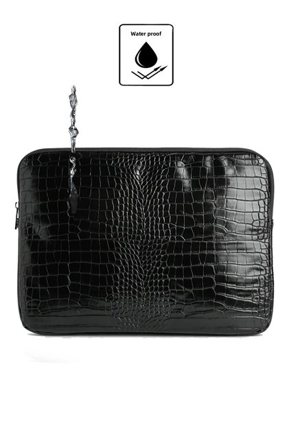 Black Crocodile Pattern 13-14-15.6-16 Inch Compatible Zippered Case Laptop & Notebook Bag