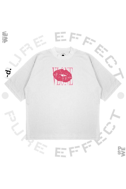 Unisex Oversize Vlone Pınk Kıss Printed Boxy Fit Thick Fabric (240Gsm) T-Shirt